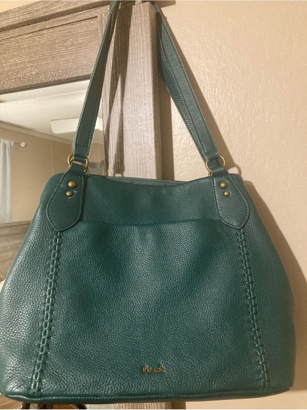 The Sak Teal Leather Double-Strap Shoulder Bag